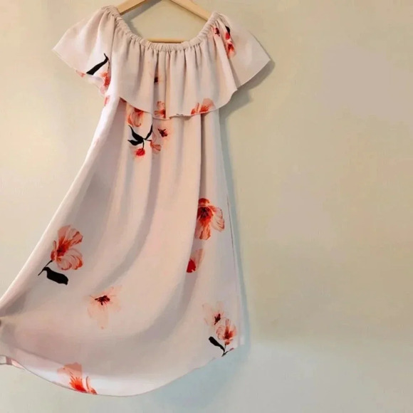 Wilfred Aritzia Neuchatel Off Shoulder Floral Print Mini Dress Dusty Pink XXS. - Picture 6 of 14